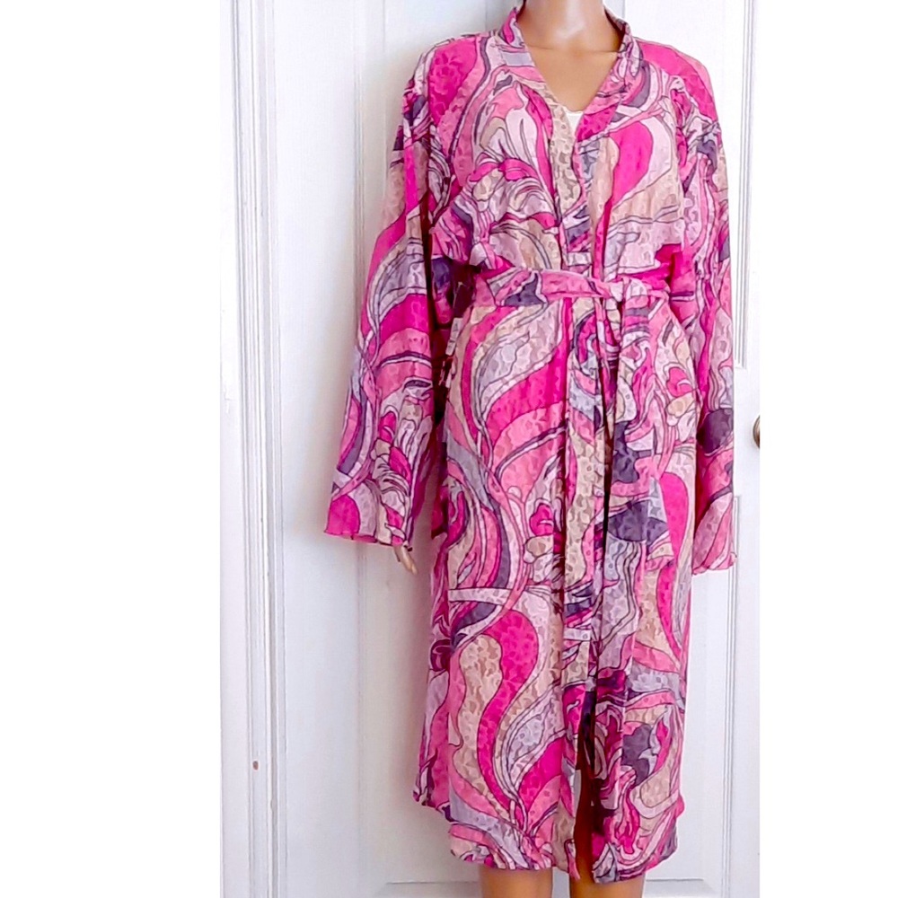 Floral Abstract Lace Lined Robe NWT - Picture 4 of 11